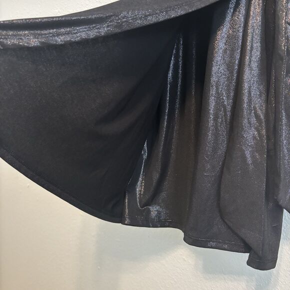 BCBGENERATION Womens Black Metallic Long Sleeve Wrap Dress Small Whimsigoth - Picture 6 of 7